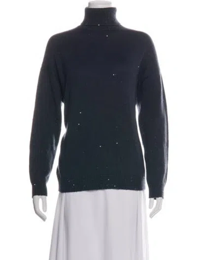 Pre-owned Brunello Cucinelli Cashmere Turtleneck Sweater In Blue