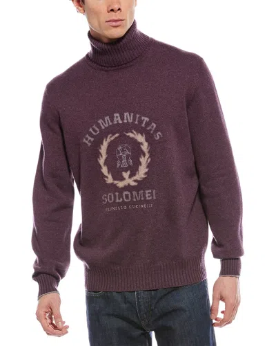 Brunello Cucinelli Cashmere Turtleneck Sweater In Burgundy