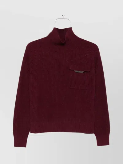 Brunello Cucinelli Cashmere Turtleneck Sweater Chest Pocket