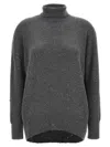 Brunello Cucinelli Sequin-embellished Roll-neck Jumper In Grey