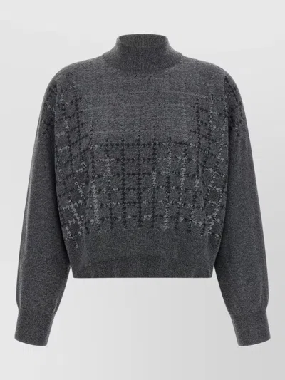 Brunello Cucinelli Cashmere Turtleneck Sweater Loose Fit Cropped In Black