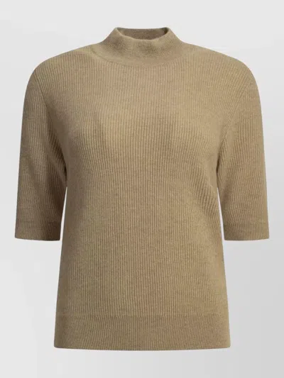 Brunello Cucinelli Cashmere Turtleneck Sweater Mock Neck In Brown