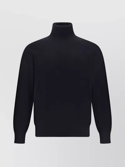 Brunello Cucinelli Cashmere Turtleneck Sweater Monochrome Pattern In Black