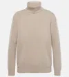 Brunello Cucinelli Monili Cashmere Turtleneck Sweater In Neutrals