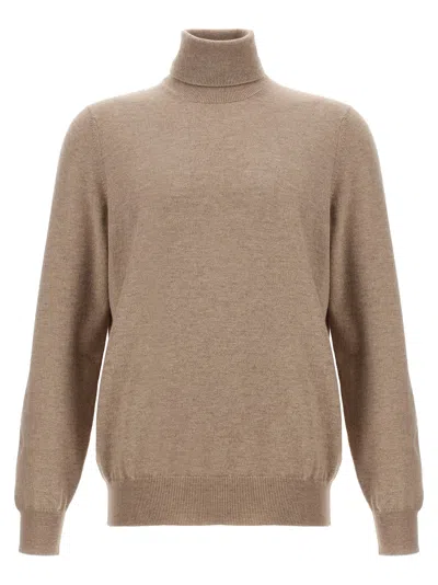 Brunello Cucinelli Cashmere Turtleneck Sweater Sweaters And Cardigans Beige In Brown