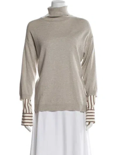 Pre-owned Brunello Cucinelli Cashmere Turtleneck Sweater W/ Tags In Neutral