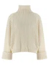 Brunello Cucinelli Cropped Cashmere Turtleneck Knit Sweater In White