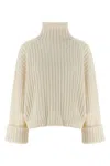Brunello Cucinelli Cropped Cashmere Turtleneck Knit Sweater In Brown