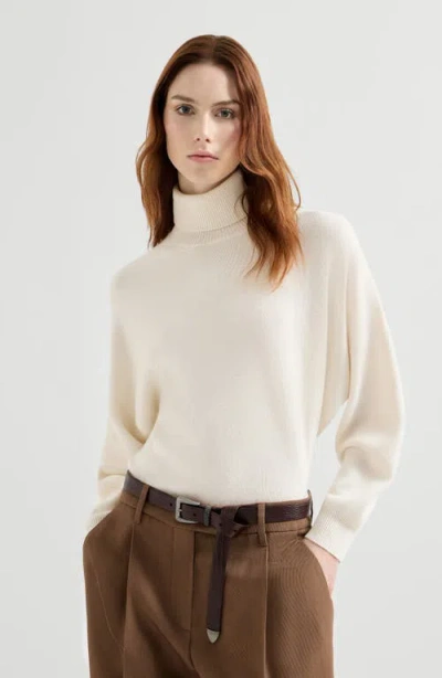 Brunello Cucinelli Cashmere Turtleneck Sweater In White
