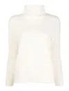 Brunello Cucinelli Turtleneck Cashmere Blend Sweater With Lurex Threads In White