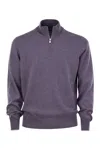 Brunello Cucinelli Men Cashmere Turtleneck Sweater With Zip
