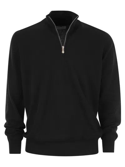 BRUNELLO CUCINELLI CASHMERE TURTLENECK SWEATER WITH ZIP