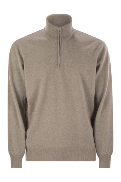BRUNELLO CUCINELLI BRUNELLO CUCINELLI CASHMERE TURTLENECK SWEATER WITH ZIPPER