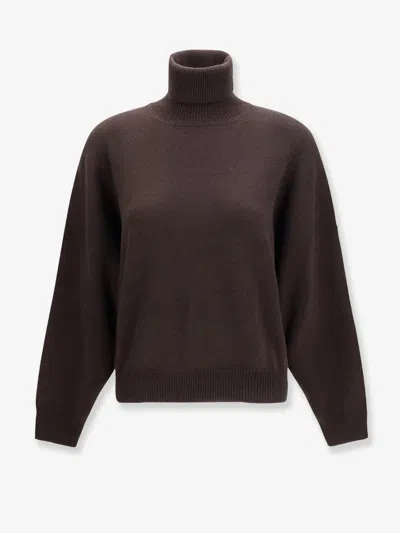 Brunello Cucinelli Cashmere Turtleneck With Monili Detail On The Back In Brown
