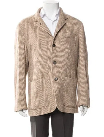 Pre-owned Brunello Cucinelli Cashmere Tweed Pattern Coat In Brown