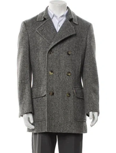 Pre-owned Brunello Cucinelli Cashmere Tweed Pattern Peacoat In Gray