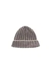 Brunello Cucinelli Cashmere Two-tone Beanie In Gray