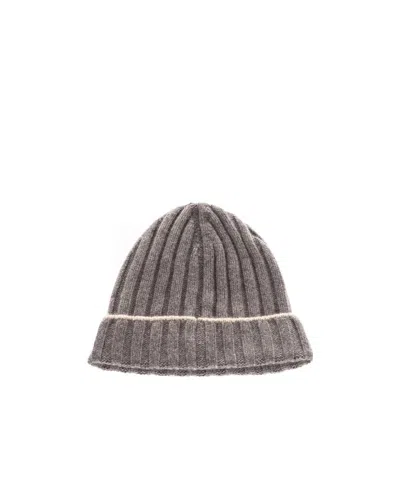Brunello Cucinelli Cashmere Two-tone Beanie In Gray