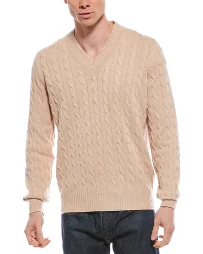 Brunello Cucinelli Cashmere V-neck Sweater In Neutral