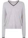 Brunello Cucinelli Cashmere V Neck Sweater Clothing In White
