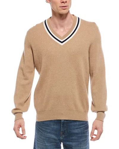 Brunello Cucinelli Cashmere V-neck Sweater In Gold