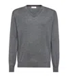 Brunello Cucinelli Cashmere V-neck Sweater In Gray