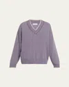 Brunello Cucinelli Cashmere V-neck Sweater In Purple