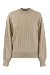 Brunello Cucinelli Women Cashmere V-neck Sweater With Necklace