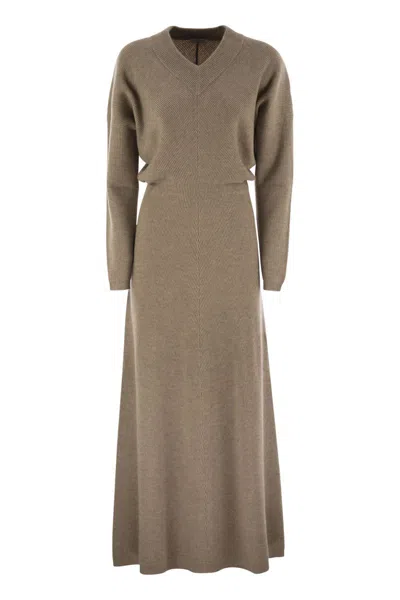 BRUNELLO CUCINELLI BRUNELLO CUCINELLI CASHMERE V-NECKED DRESS