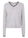 Brunello Cucinelli Cashmere V Neck Sweater Clothing In White