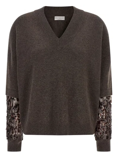 BRUNELLO CUCINELLI CASHMERE V-NECKED SWEATER