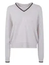 Brunello Cucinelli Cashmere V Neck Sweater Clothing In White