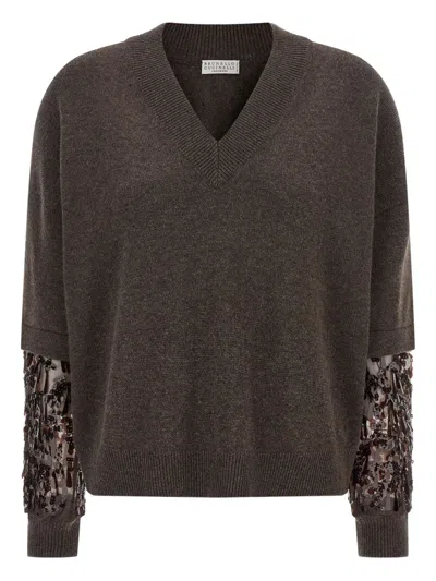 BRUNELLO CUCINELLI BRUNELLO CUCINELLI CASHMERE V-NECKED SWEATER