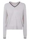 Brunello Cucinelli Cashmere V Neck Sweater Clothing In White