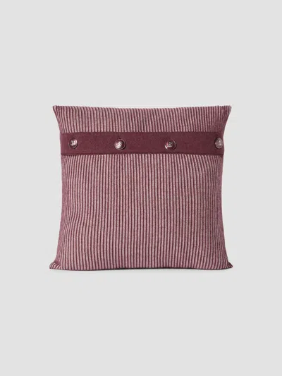 Brunello Cucinelli Cashmere Vanisé Rib Knit Cushion With Metal Buttons In Red