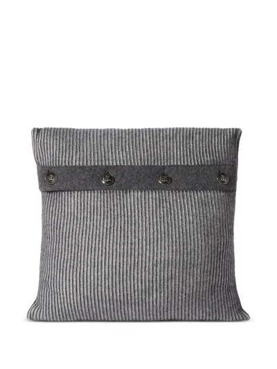 Brunello Cucinelli Cashmere Vanisé Rib Knit Cushion With Metal Buttons In Gray