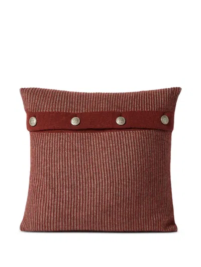 Brunello Cucinelli Cashmere Vanisé Rib Knit Cushion With Metal Buttons In Burgundy