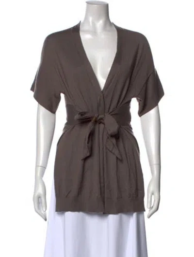 Pre-owned Brunello Cucinelli Cashmere V-neck Blouse In Gray