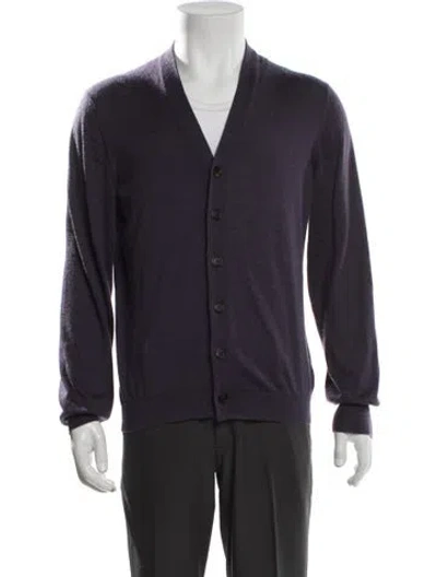 Pre-owned Brunello Cucinelli Cashmere V-neck Cardigan In Blue