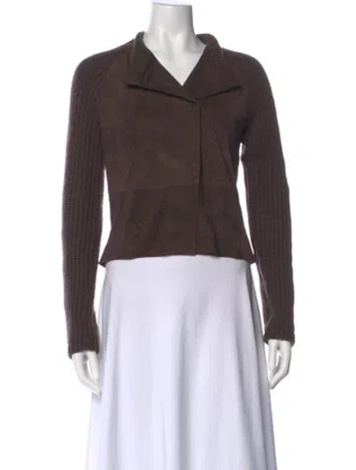 Pre-owned Brunello Cucinelli Cashmere V-neck Crop Top In Brown