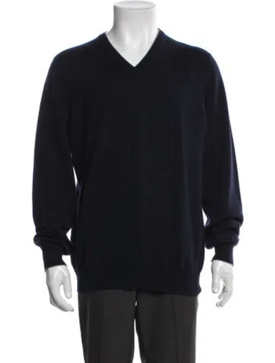 Pre-owned Brunello Cucinelli Cashmere V-neck Pullover In Blue