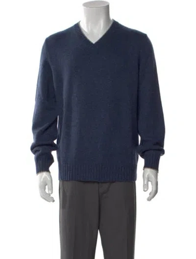 Pre-owned Brunello Cucinelli Cashmere V-neck Pullover In Blue