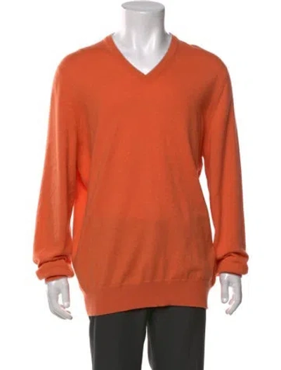 Pre-owned Brunello Cucinelli Cashmere V-neck Pullover In Orange