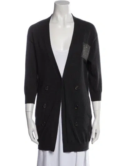 Pre-owned Brunello Cucinelli Cashmere V-neck Sweater In Black