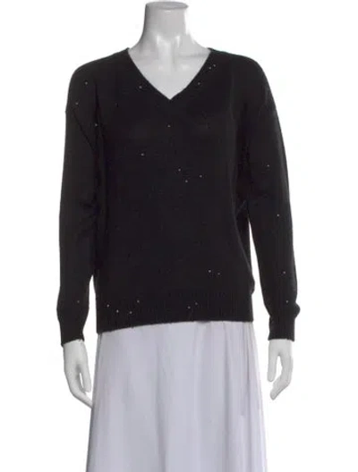 Pre-owned Brunello Cucinelli Cashmere V-neck Sweater In Black