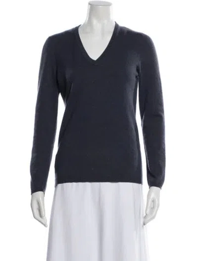 Pre-owned Brunello Cucinelli Cashmere V-neck Sweater In Blue
