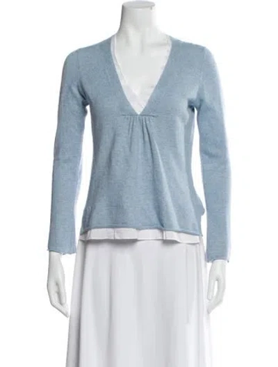 Pre-owned Brunello Cucinelli Cashmere V-neck Sweater In Blue