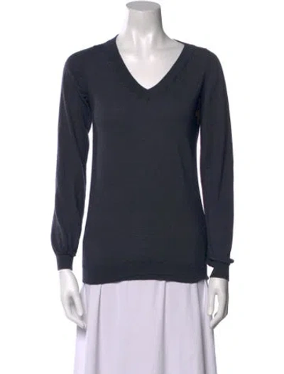 Pre-owned Brunello Cucinelli Cashmere V-neck Sweater In Blue