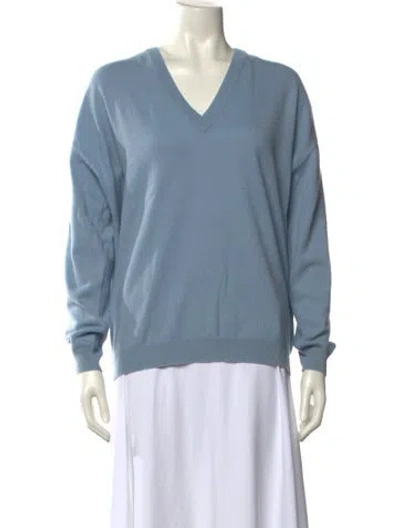 Pre-owned Brunello Cucinelli Cashmere V-neck Sweater In Blue