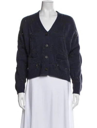 Pre-owned Brunello Cucinelli Cashmere V-neck Sweater In Blue